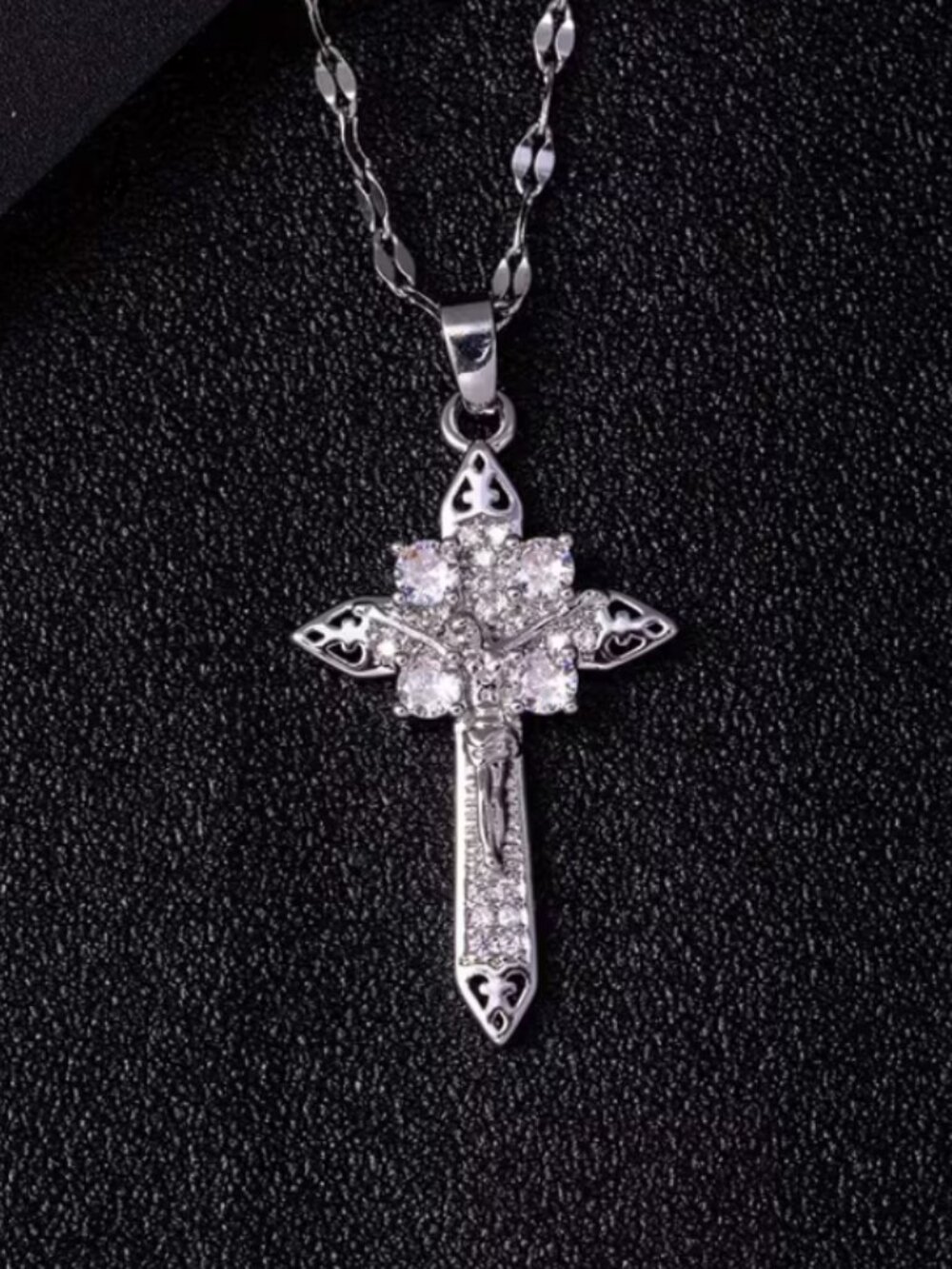 14K White Gold Mens 2ct Diamond Cross Necklace New Christian 14 K Silver Jewelry